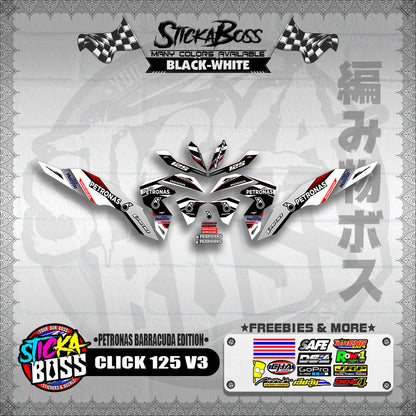 CLICK 125 V3 DECALS ( PETRONAS BARRACUDA EDITION )【WITH FREEBIES】