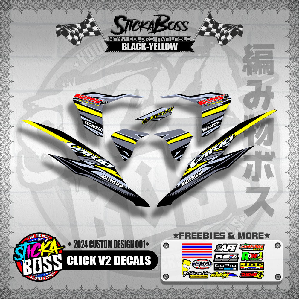 CLICK V2 DECALS ( 2024 CUSTOM DESIGN 001 )【WITH FREEBIES】
