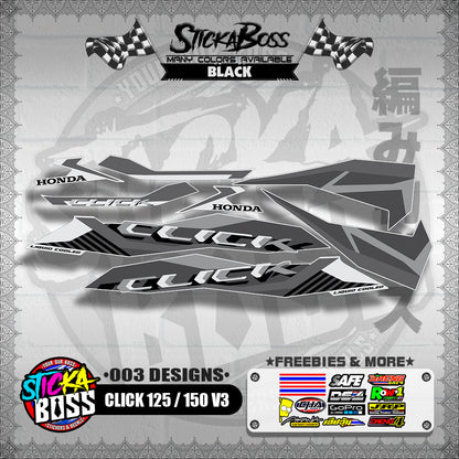 CLICK 125 / 150 V3 STOCK DECALS ( 003 DESIGNS )【WITH FREEBIES】