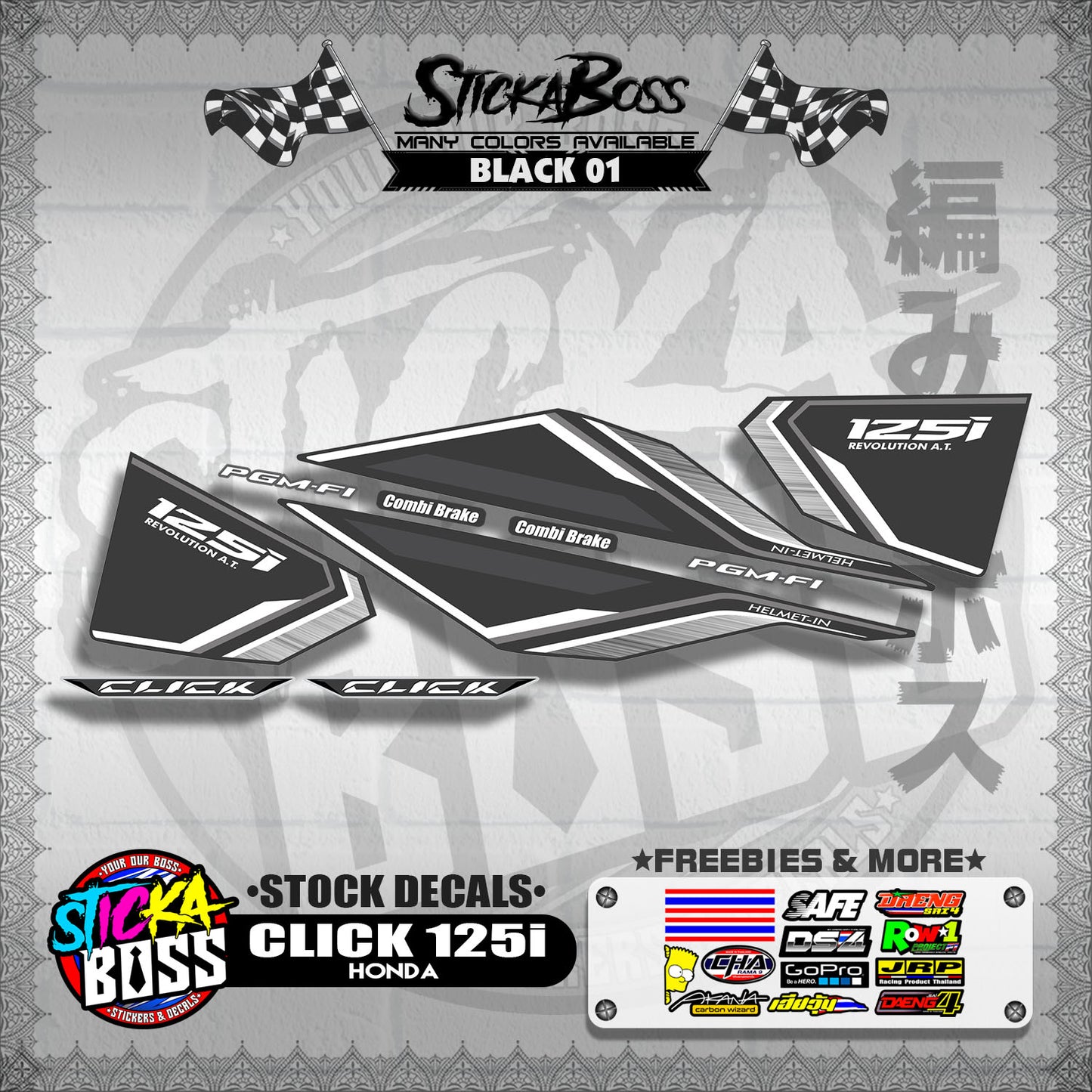 CLICK 125i V1 ( STOCK DECALS ) 【WITH FREEBIES】