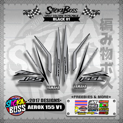 AEROX 155 V1 STOCK DECALS ( 2017 DESIGNS ) 【WITH FREEBIES】