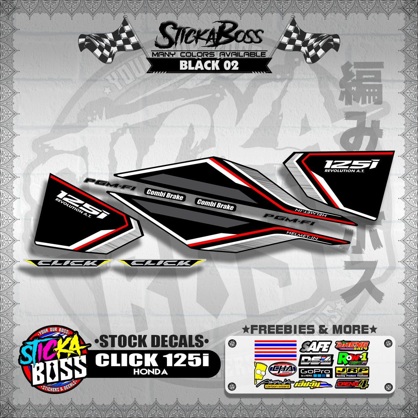 CLICK 125i V1 ( STOCK DECALS ) 【WITH FREEBIES】