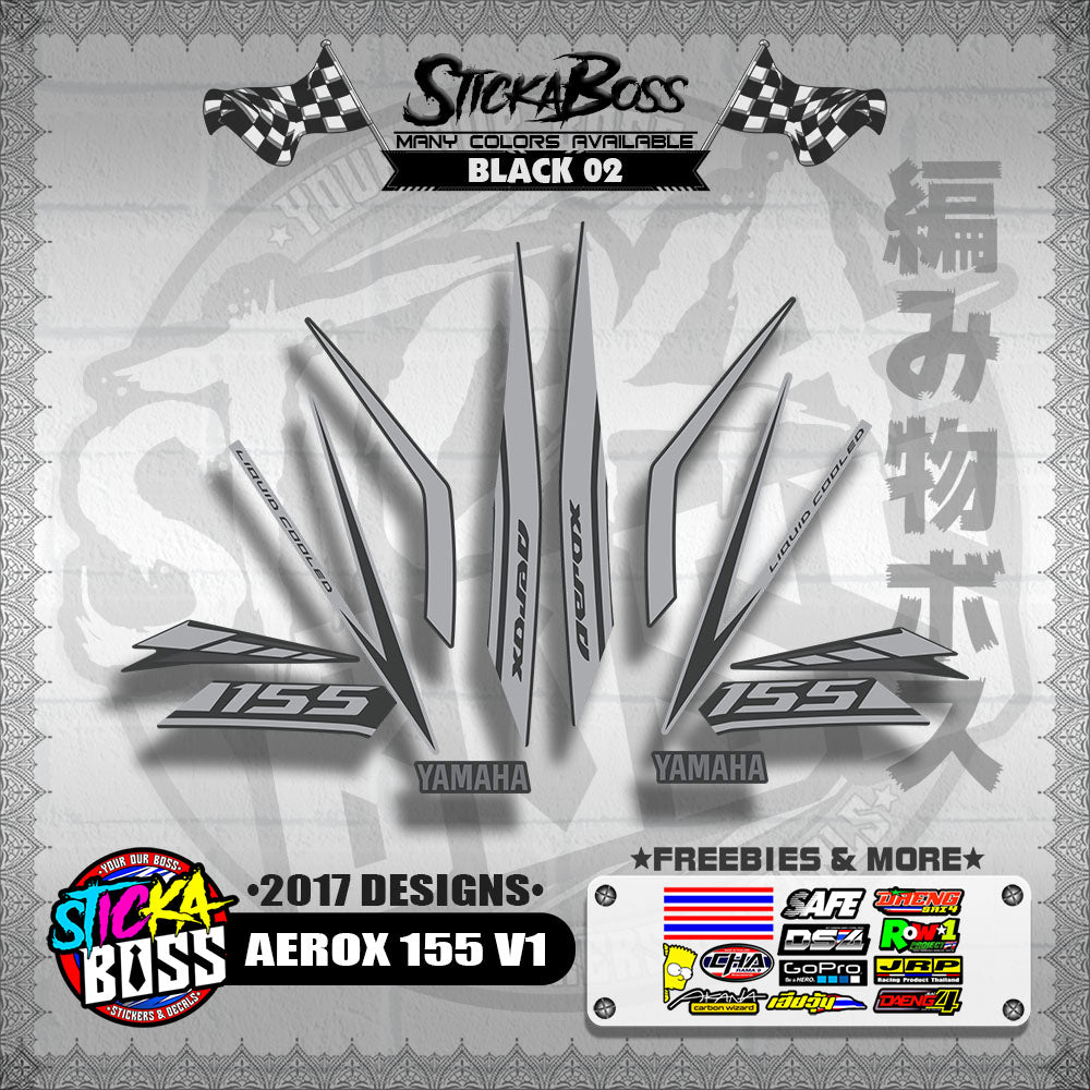 AEROX 155 V1 STOCK DECALS ( 2017 DESIGNS ) 【WITH FREEBIES】