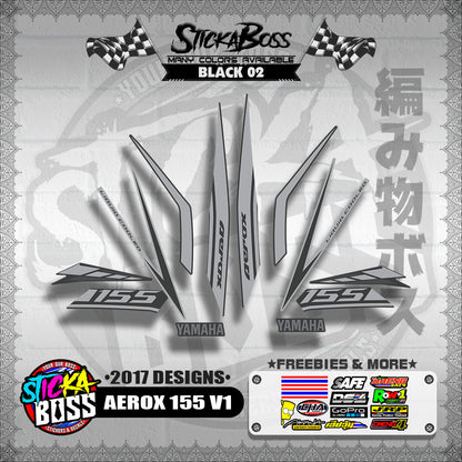AEROX 155 V1 STOCK DECALS ( 2017 DESIGNS ) 【WITH FREEBIES】