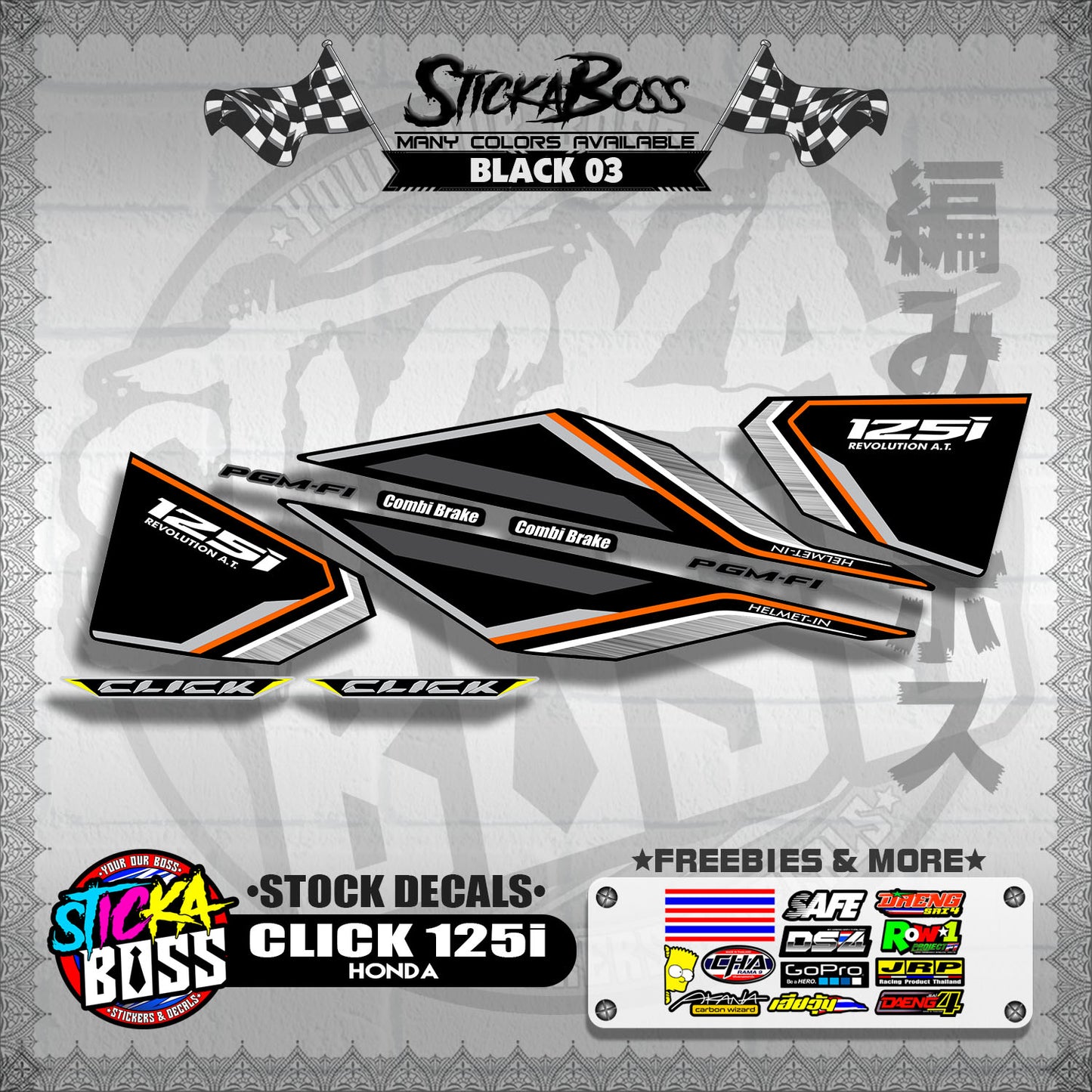 CLICK 125i V1 ( STOCK DECALS ) 【WITH FREEBIES】