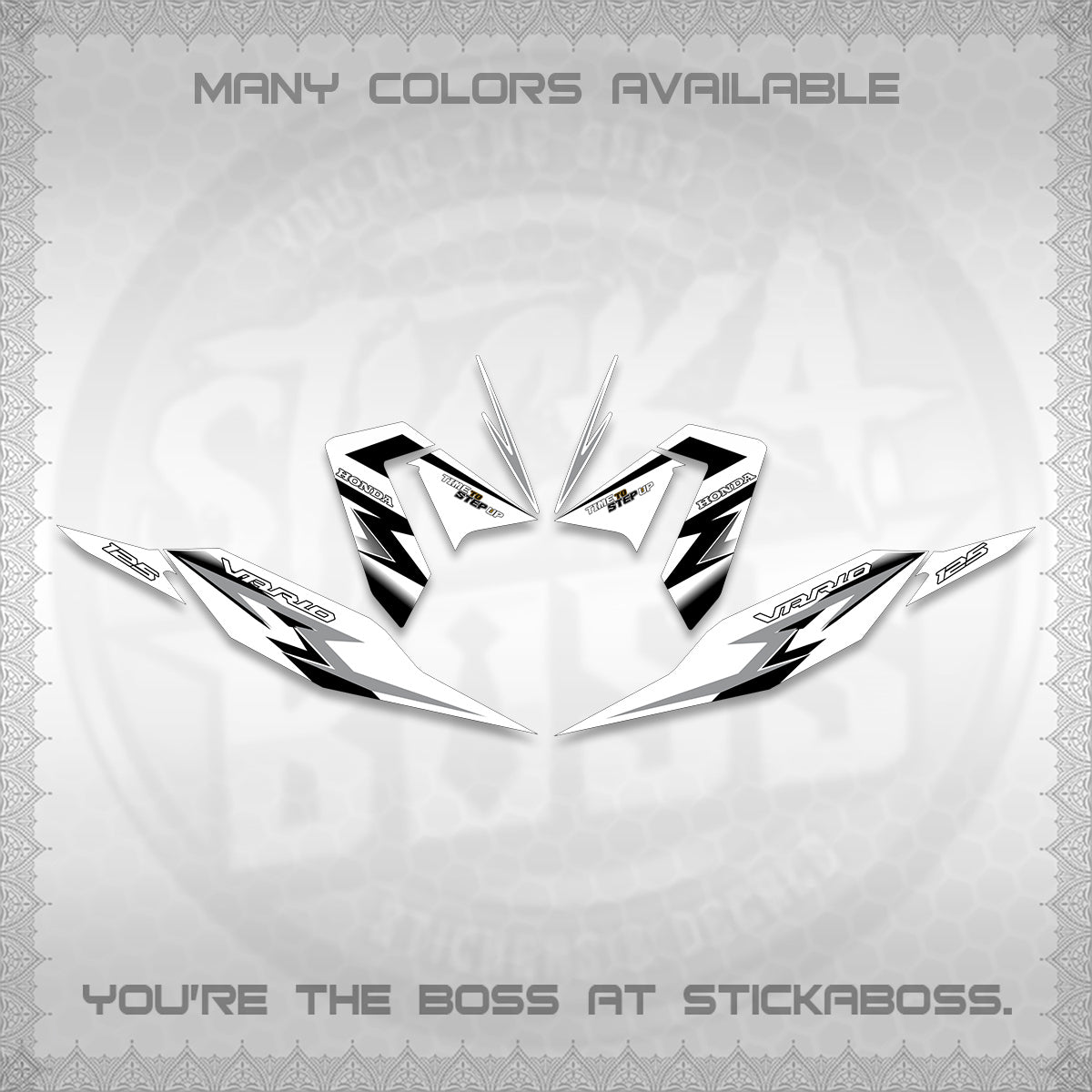 CLICK 125 V4 VARIO FOR WHITE DECALS (2026 VR0006 DESIGN) STICKER KITS BY STICKABOSS