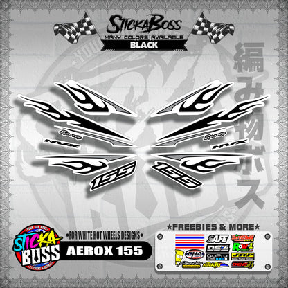 AEROX 155 DECALS ( FOR WHITE HOT WHEELS DESIGNS )【WITH FREEBIES】