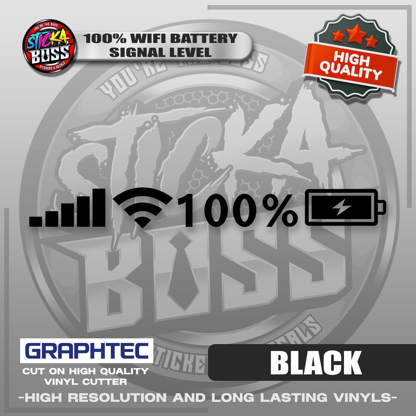 100% WIFI BATTERY SIGNAL LEVEL | VINYL WATERPROOF CUT-OUT STICKER DECALS【Stickaboss】