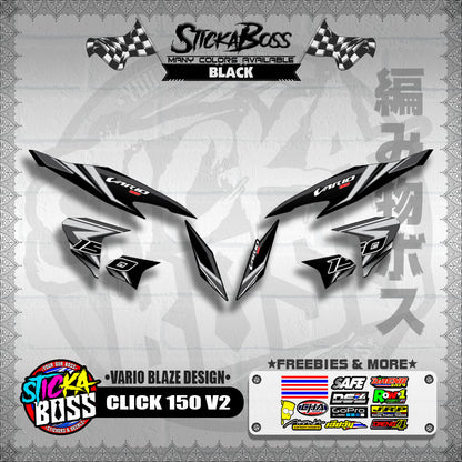 CLICK 150 V2 DECALS ( VARIO BLAZE DESIGN )【WITH FREEBIES】