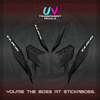 CLICK 125 V3 UV TRANSPARENT DECALS (2026 LINE UP DESIGN) STICKER KITS By STICKABOSS