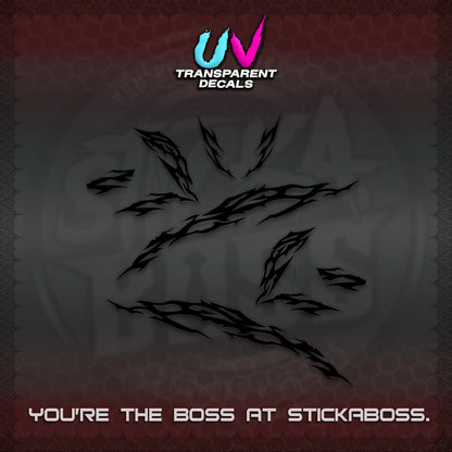 CLICK 125 V3 UV TRANSPARENT DECALS (2026 TRIBAL LIGHTNING DESIGN) STICKER KITS BY STICKABOSS