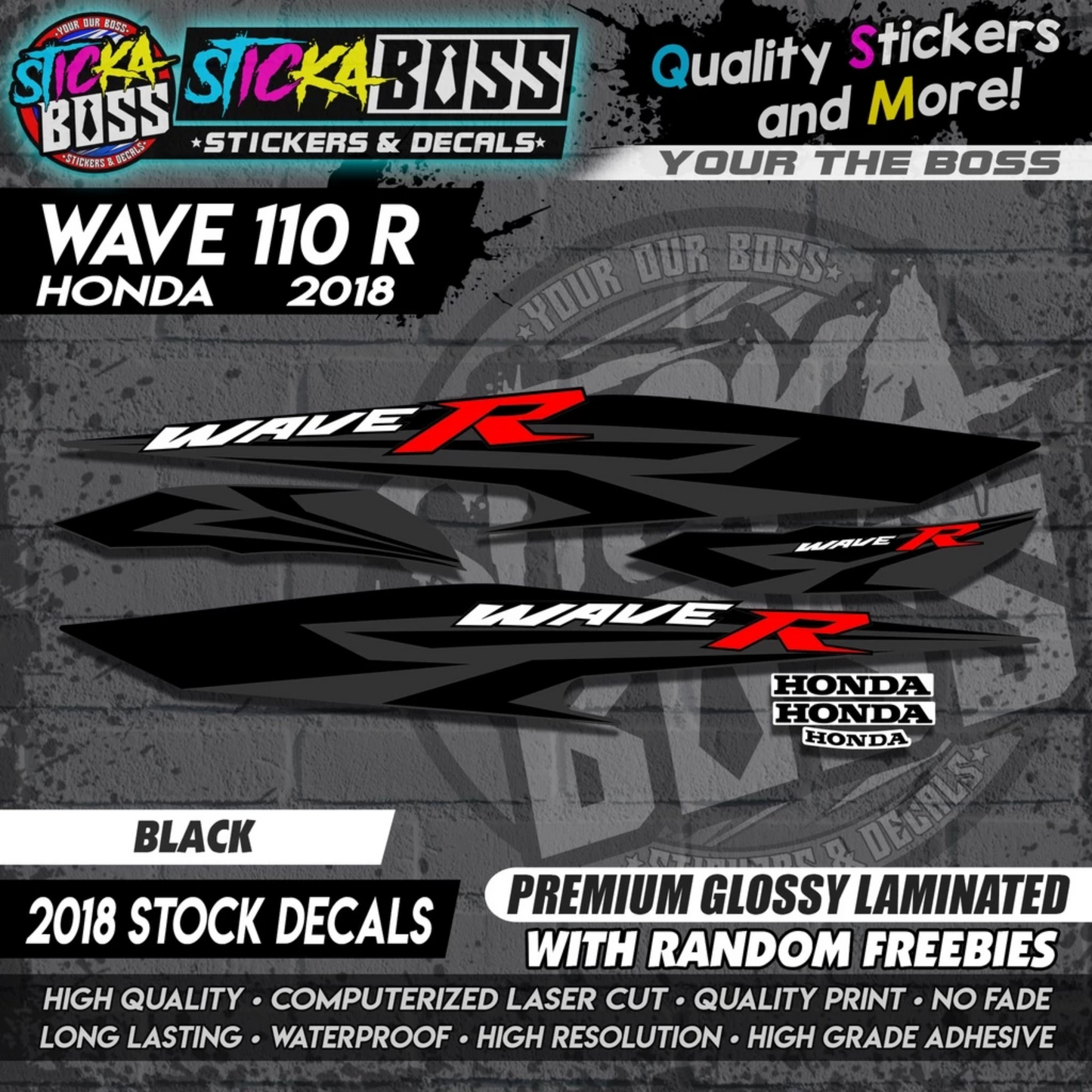 Wave 110 R (2018 Stock Decals)【PREMIUM GLOSSY LAMINATED】