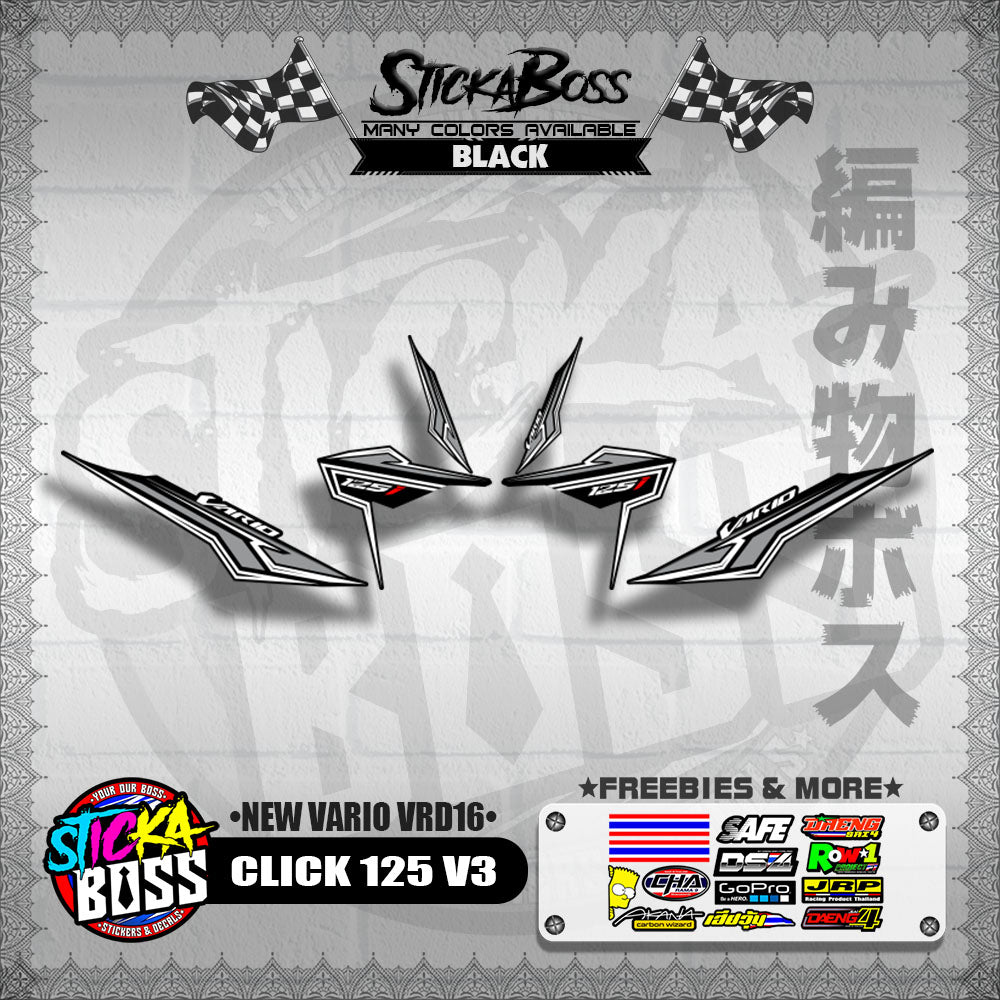 CLICK 125 V3 DECALS ( NEW VARIO VRD16 ) [ PREMIUM GLOSSY LAMINATED ]【WITH FREEBIES】