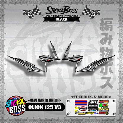 CLICK 125 V3 DECALS ( NEW VARIO VRD16 ) [ PREMIUM GLOSSY LAMINATED ]【WITH FREEBIES】