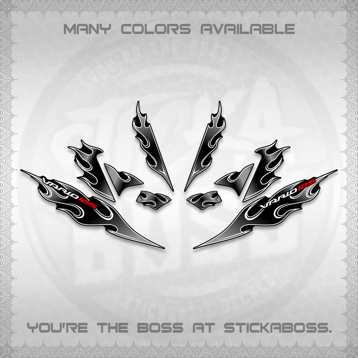 CLICK 125 V4 VARIO DECALS (2026 MOTIF FLAME 1 TONE)STICKER DECALS By STICKABOSS