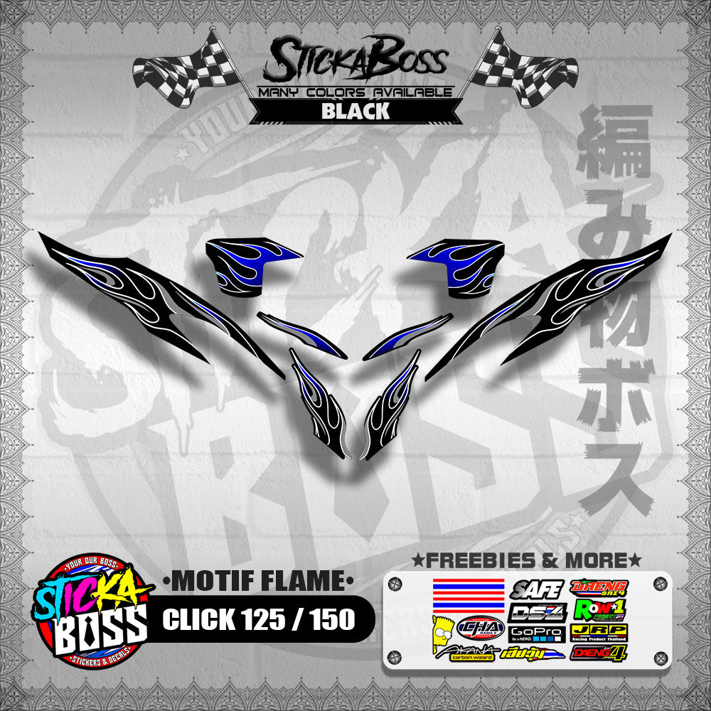 CLICK 125 / 150 V2 DECALS ( MOTIF FLAME )【WITH FREEBIES】