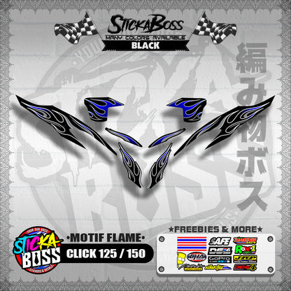 CLICK 125 / 150 V2 DECALS ( MOTIF FLAME )【WITH FREEBIES】