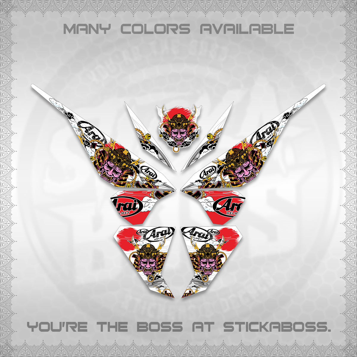 CLICK 125 V1 VARIO FOR WHITE DECALS (2026 NEW SAMURAI MOTIF) STICKER KITS BY STICKABOSS
