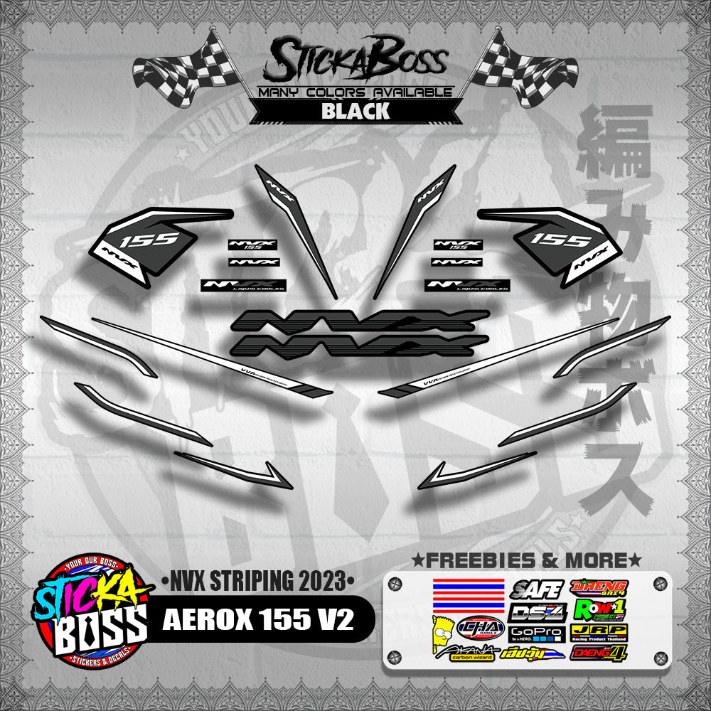 AEROX 155 V2 DECALS ( NVX STRIPING 2023 )【WITH FREEBIES】