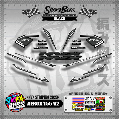 AEROX 155 V2 DECALS ( NVX STRIPING 2023 )【WITH FREEBIES】