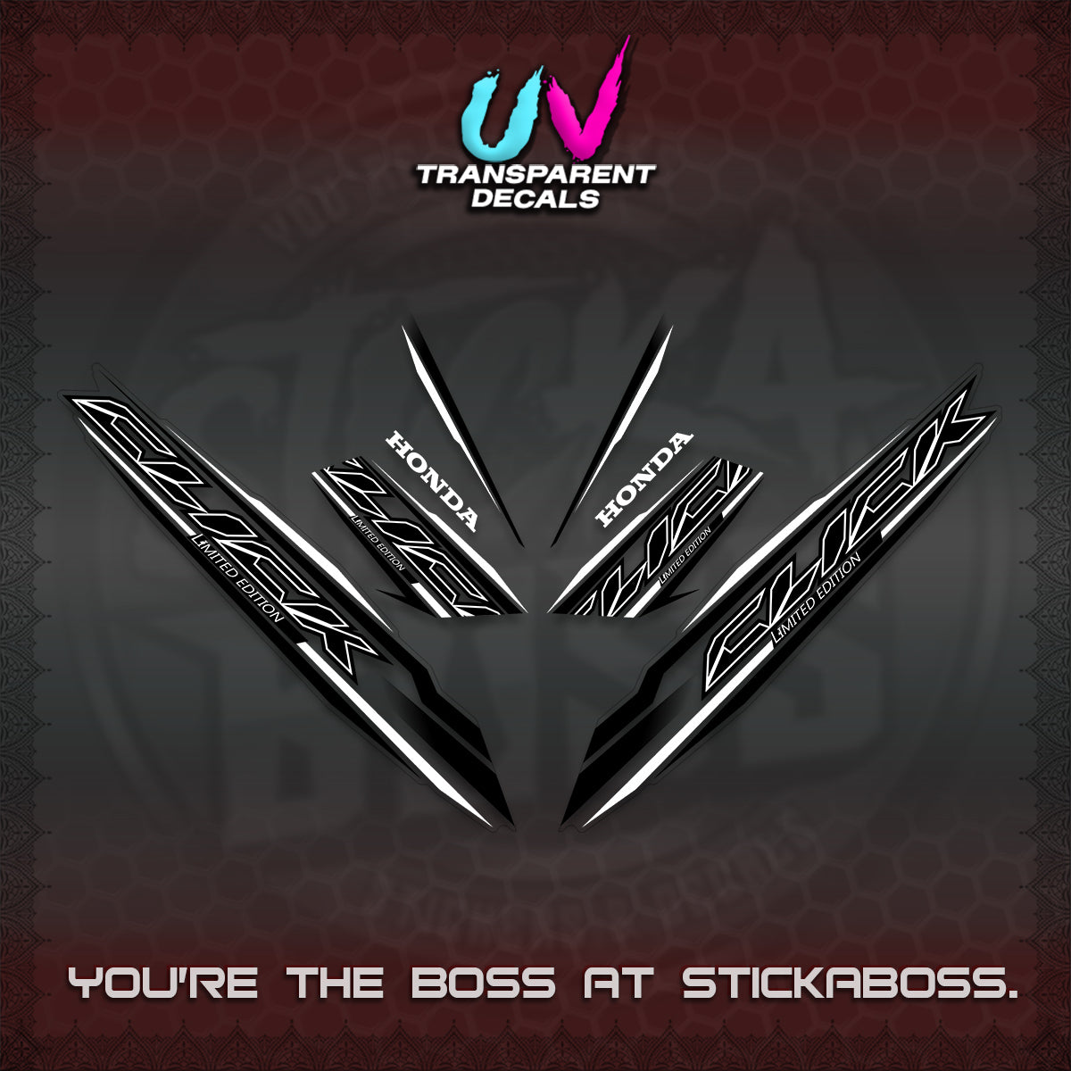 CLICK 125 V3 INDO UV TRANSPARENT DECALS (2024 SV 13-A2 STYLE) STICKER KITS By STICKABOSS