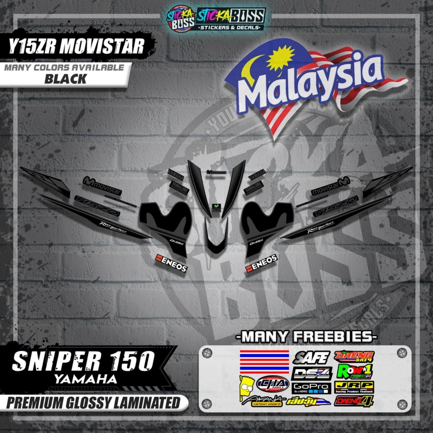 Sniper 150 Malaysian Decals ( Y15ZR MOVISTAR )【WITH FREEBIES】Malaysia Concept
