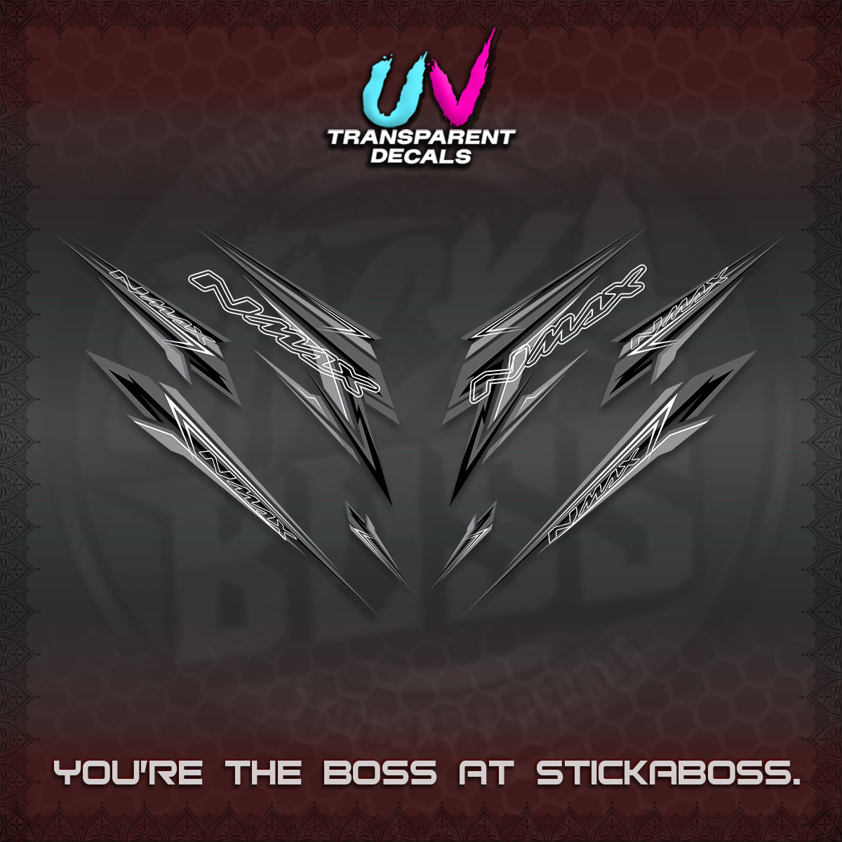 NMAX V2 UV TRANSPARENT DECALS (2024 NM 00-A1 STYLE) STICKER DECALS By STICKABOSS