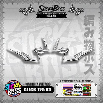 CLICK 125 V3 DECALS ( FOR WHITE NEW VARIO VRD16 ) [ PREMIUM GLOSSY LAMINATED ]【WITH FREEBIES】