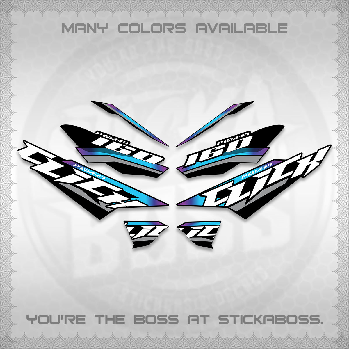CLICK 160 STRIPING DECALS (SPORTS RACE STRIPES 01) STICKER KITS BY STICKABOSS