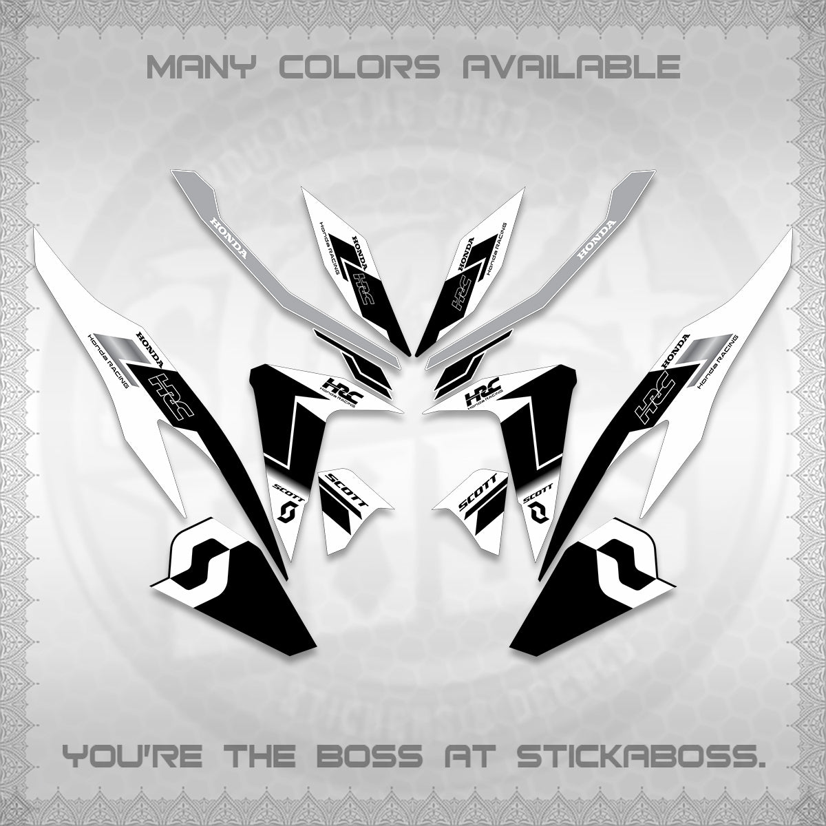 CLICK V2 FOR WHITE DECALS (SCOTTxHRC DESIGN) STICKER KITS By STICKABOSS