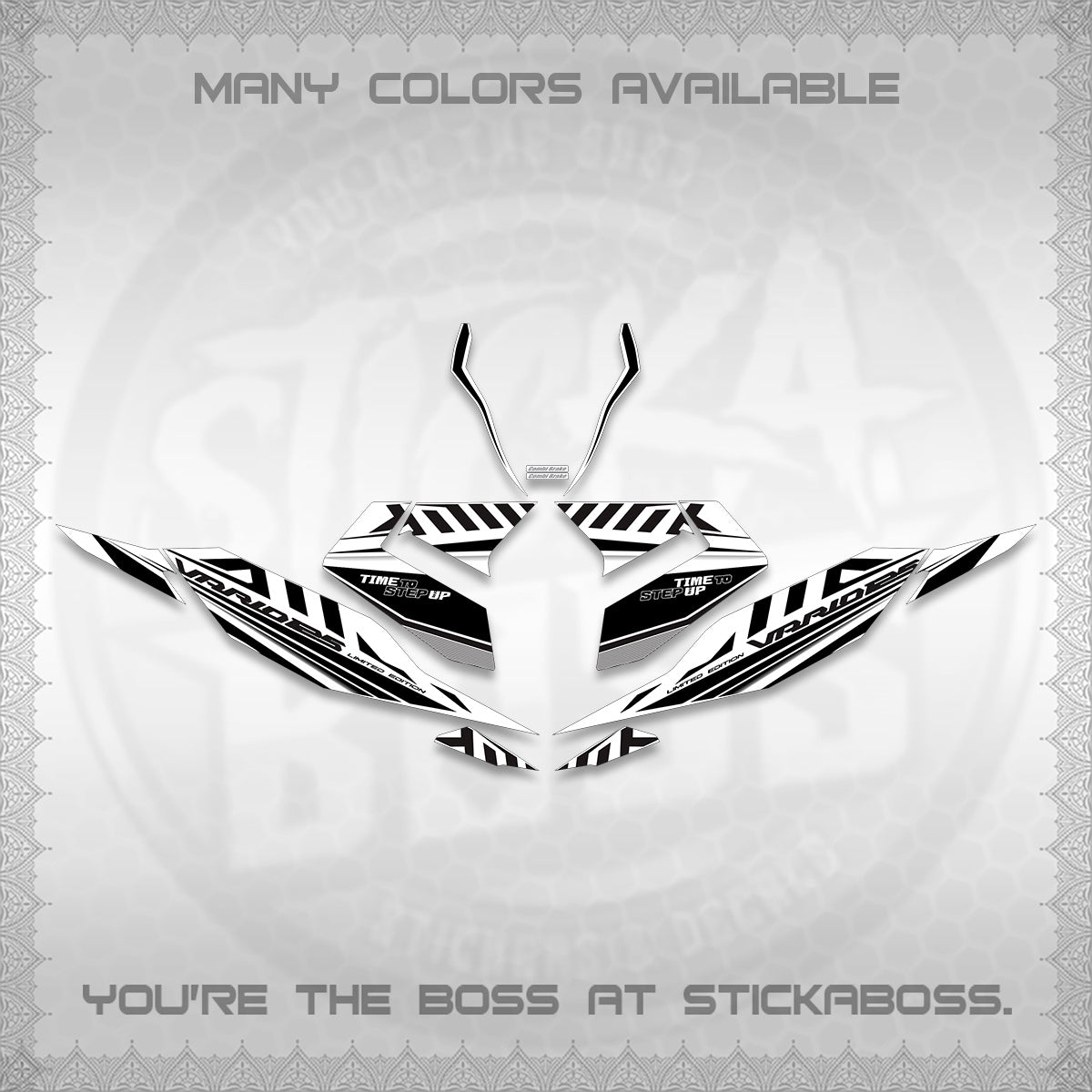 CLICK 125 V4 VARIO FOR WHITE DECALS (2026 VR0007 DESIGN) STICKER KITS By STICKABOSS