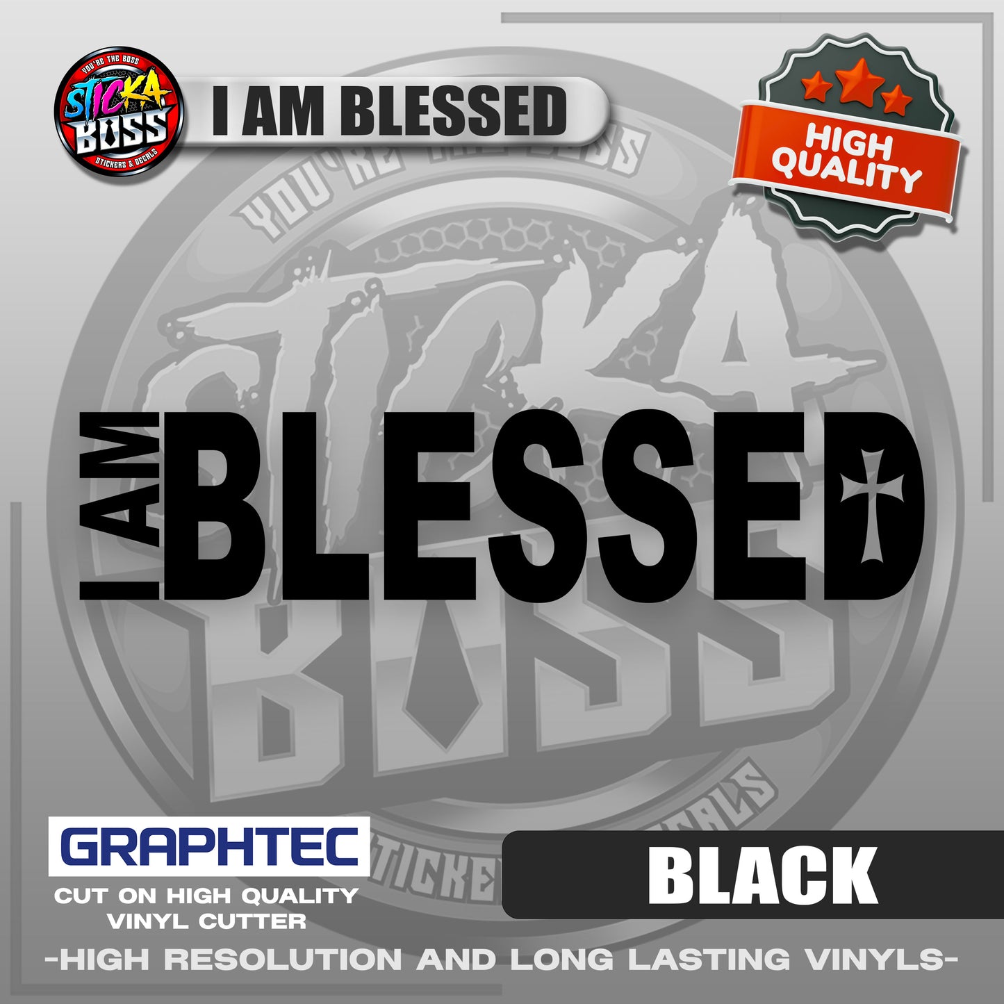 I AM BLESSED | VINYL WATERPROOF CUT-OUT STICKER DECALS【Stickaboss】