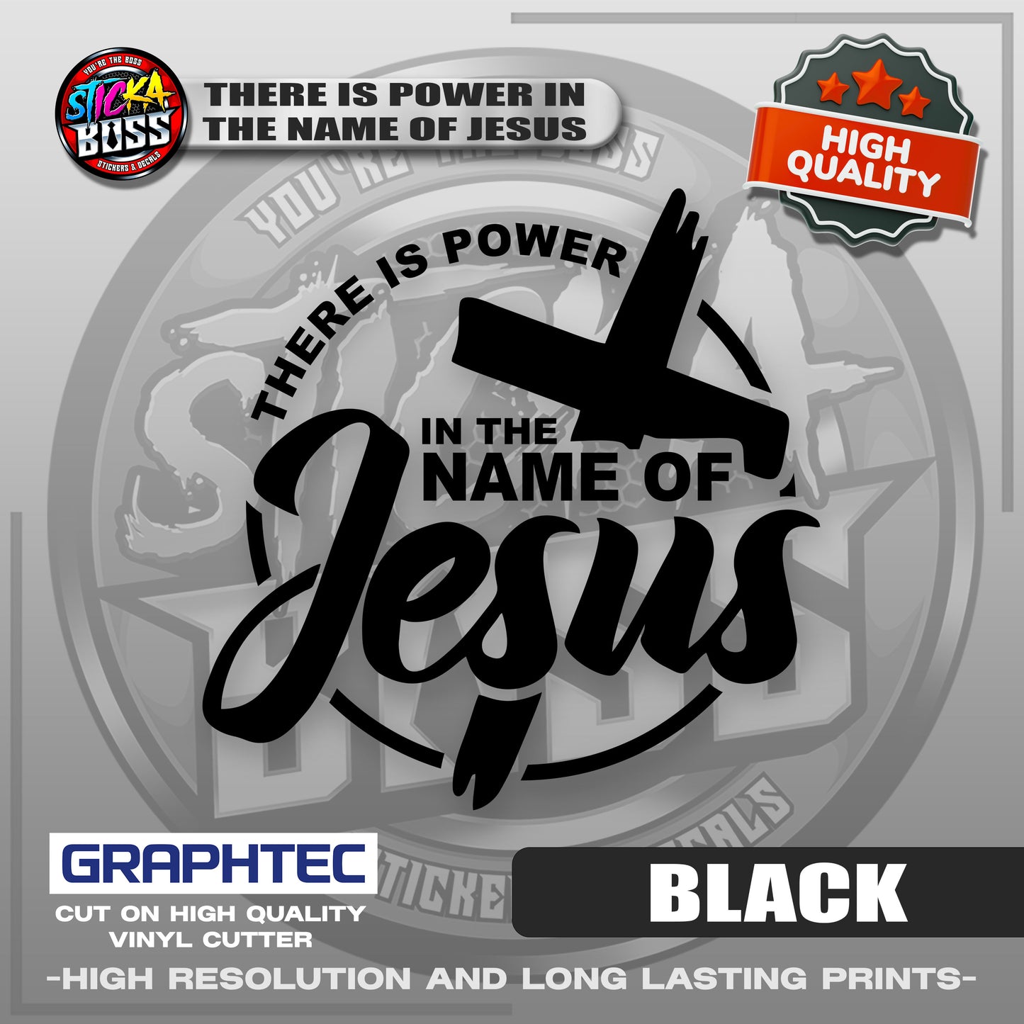 THERE IS POWER IN THE NAME OF JESUS | VINYL WATERPROOF CUT-OUT STICKER DECALS【Stickaboss】