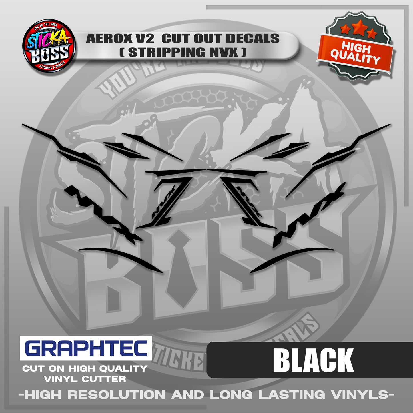 AEROX V2 CUT OUT DECALS ( STRIPPING NVX ) | VINYL WATERPROOF CUT-OUT STICKER DECALS