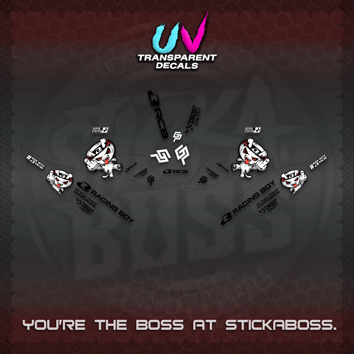 CLICK V3 UV TRANSPARENT DECALS (2026 RACE ZOMBIE DESIGN)STICKER DECALS By STICKABOSS