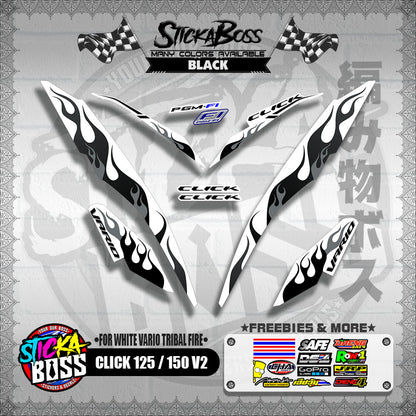 CLICK 125 / 150 V2 DECALS ( FOR WHITE VARIO TRIBAL FIRE )【WITH FREEBIES】