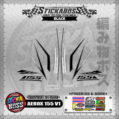 【PREMIUM UV PRINT】TRANSPARENT AEROX 155 V1 STOCK DECALS ( 2017 DESIGNS )【WITH FREEBIES】