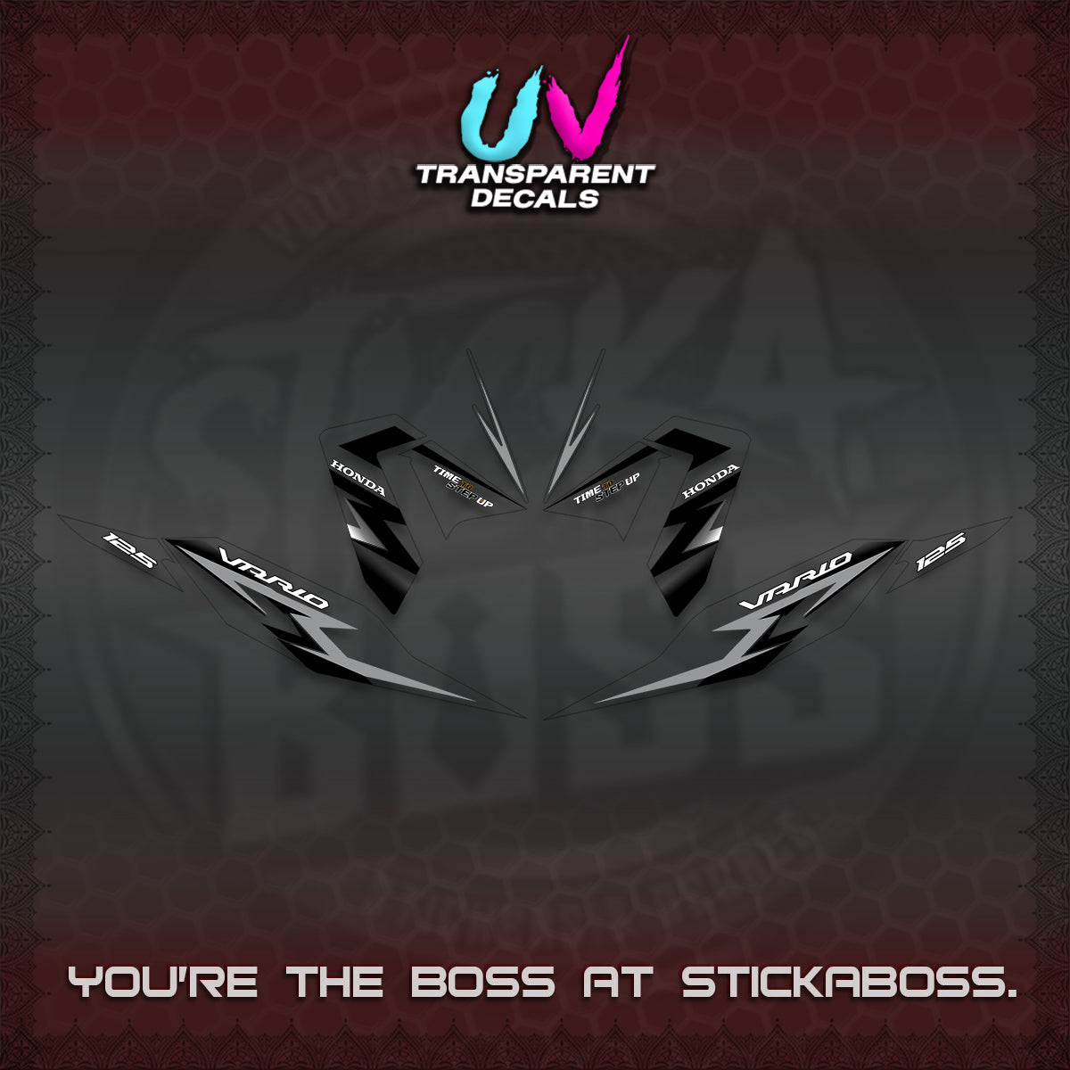 CLICK 125 V4 VARIO UV TRANSPARENT DECALS (2026 VR0006 DESIGN) STICKER KITS BY STICKABOSS