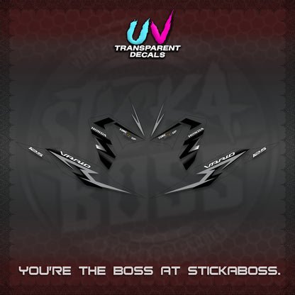 CLICK 125 V4 VARIO UV TRANSPARENT DECALS (2026 VR0006 DESIGN) STICKER KITS BY STICKABOSS