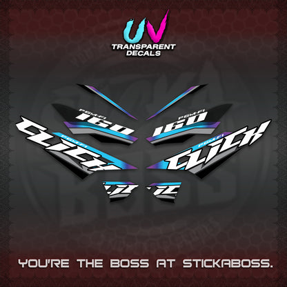 CLICK 160 STRIPING UV TRANSPARENT DECALS (SPORTS RACE STRIPES 01) STICKER KITS BY STICKABOSS