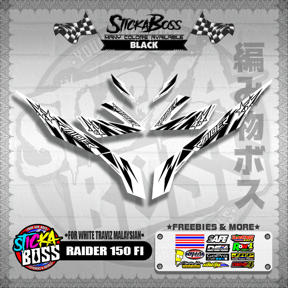 RAIDER 150 FI DECALS ( FOR WHITE TRAVIZ MALAYSIAN )【WITH FREEBIES】