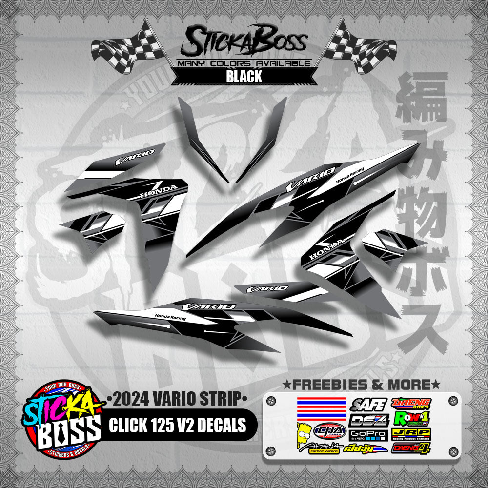 CLICK 125 V2 DECALS ( 2024 VARIO STRIP )【WITH FREEBIES】