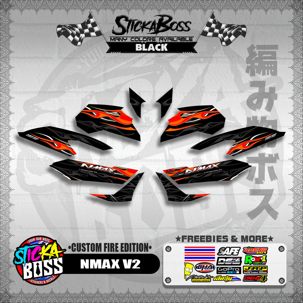 NMAX V2 DECALS ( CUSTOM FIRE EDITION )【WITH FREEBIES】
