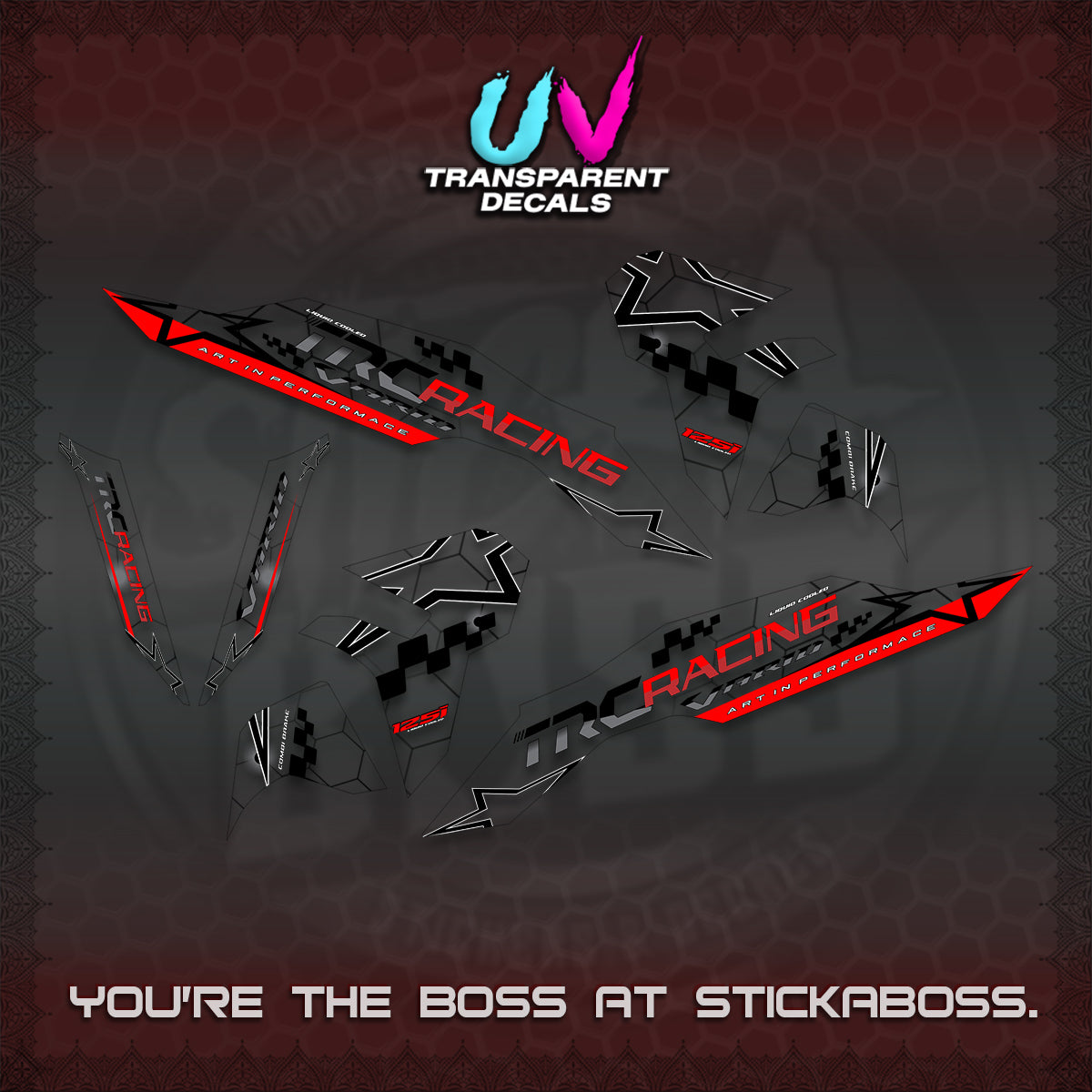 CLICK V3 UV TRANSPARENT DECALS (2026 TRC RACING DESIGN)STICKER DECALS By STICKABOSS