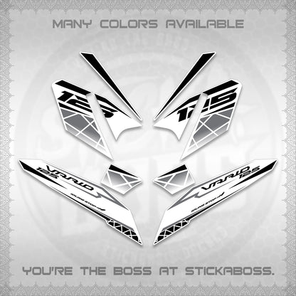 CLICK 125 V4 VARIO FOR WHITE DECALS (2026 MODERN STRIPE DESIGN) STICKER KITS BY STICKABOSS