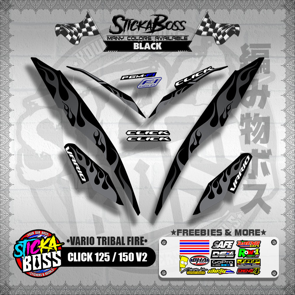 CLICK 125 / 150 V2 DECALS ( VARIO TRIBAL FIRE )【WITH FREEBIES】