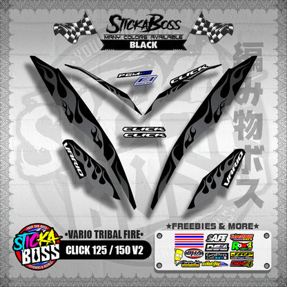 CLICK 125 / 150 V2 DECALS ( VARIO TRIBAL FIRE )【WITH FREEBIES】