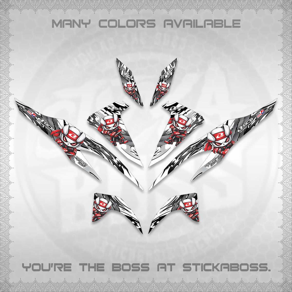 CLICK 125 V2 FOR WHITE DECALS (2026 NEW RCB 2.0 DESIGN) STICKER KITS BY STICKABOSS