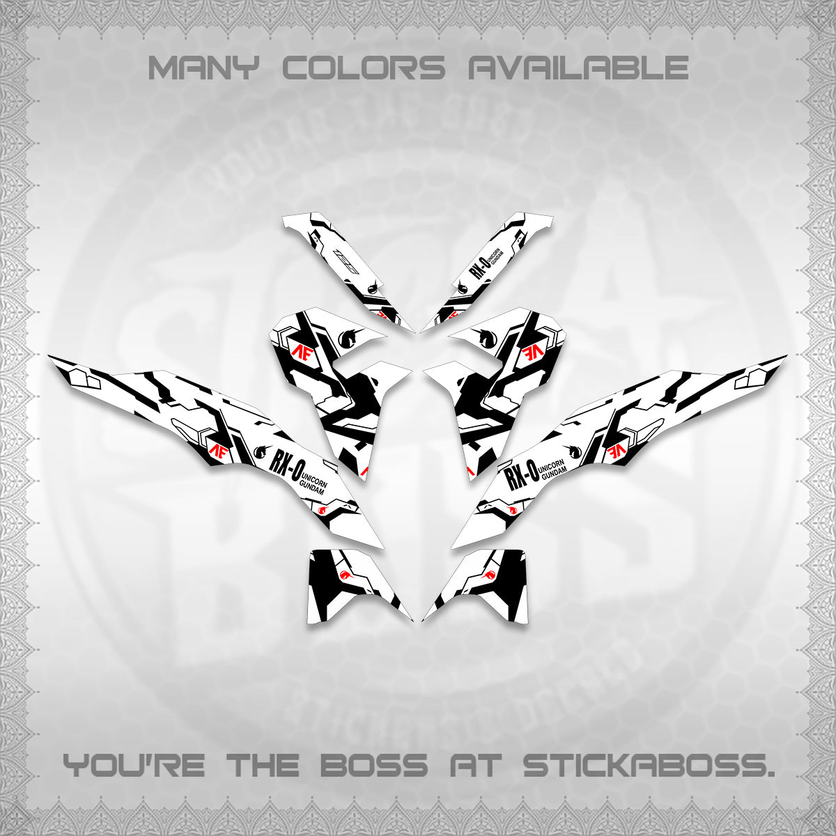 CLICK V3 VARIO FOR WHITE DECALS (UNICORN GUNDAM DESIGN) STICKER DECALS By STICKABOSS