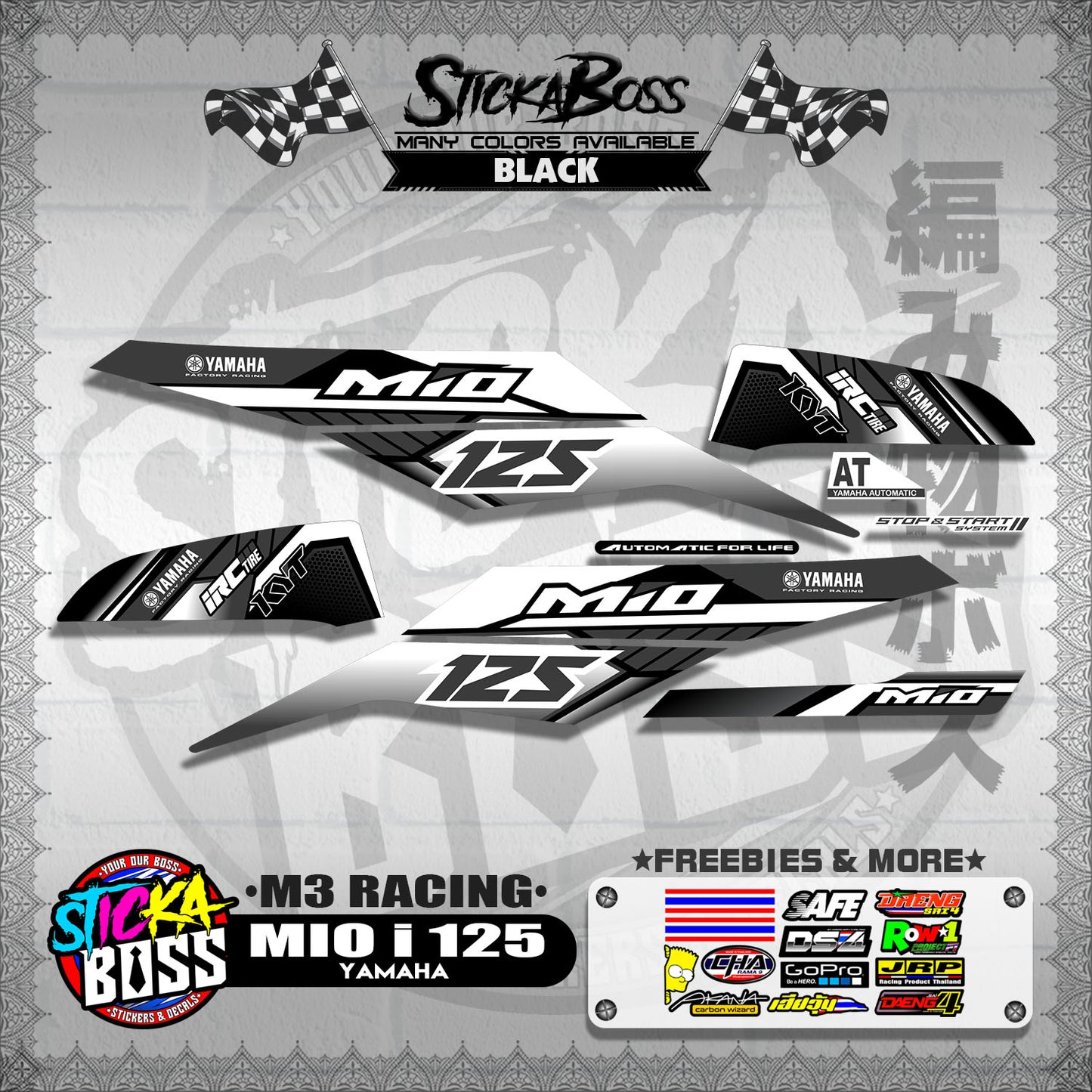 MIO i 125 STOCK DECALS ( M3 RACING ) 【WITH FREEBIES】